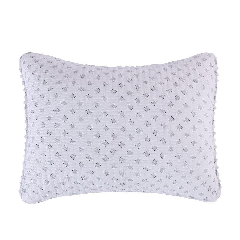 Astoria Grey and White Quilted Cotton Standard Sham