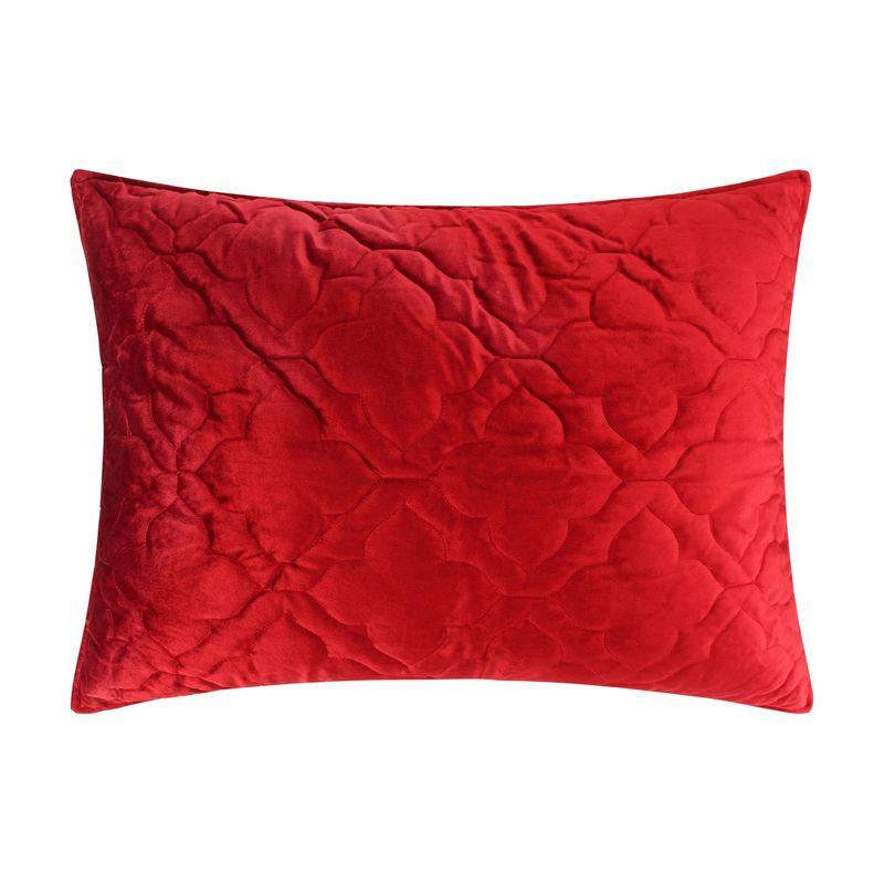 Caserta Red Velvet Quilted Standard Sham with Cotton Filler