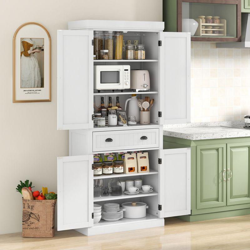 Costway Kitchen Cabinet Pantry Cupboard Freestanding with Shelves White