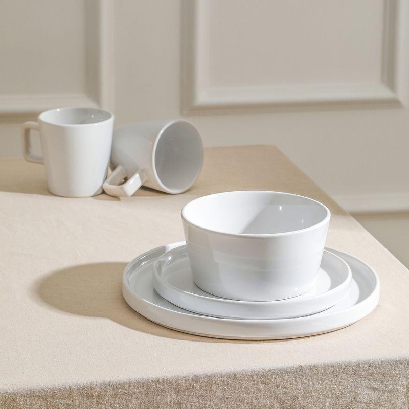 White Ceramic 16-Piece Outdoor Dinnerware Set, Service for 4