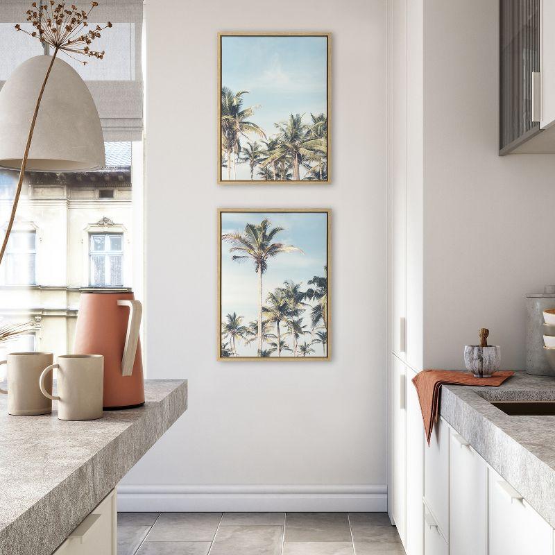 Kate and Laurel Sylvie Coastal Coconut Palm Tree Beach Framed Canvas Set by The Creative Bunch Studio