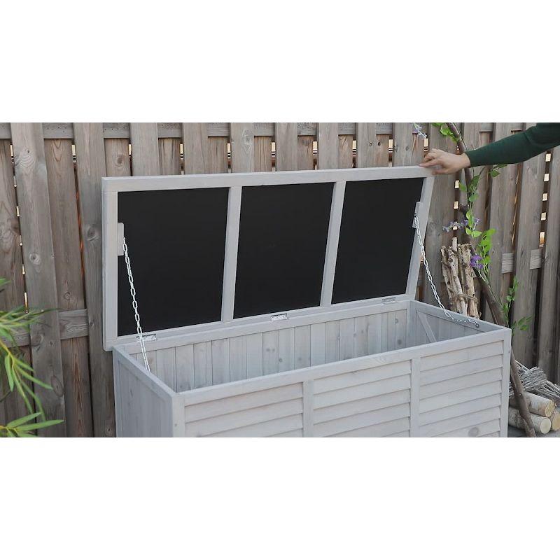 Gray Wooden Outdoor Storage Deck Box with Aerating Gap