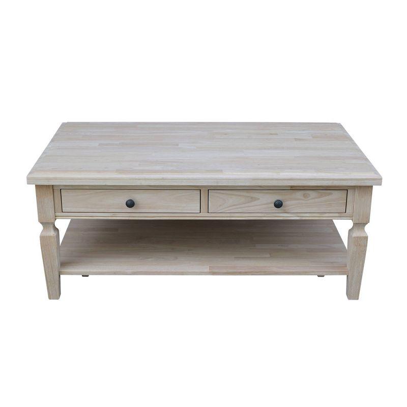 Vista 56" Unfinished Parawood Rectangular Coffee Table with Storage