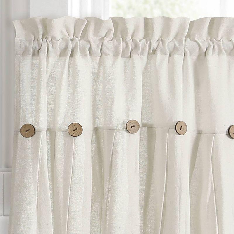 Lush Decor Linen Button Cotton Blend Tailored 29'' W Cafe Curtain (Set of 2)