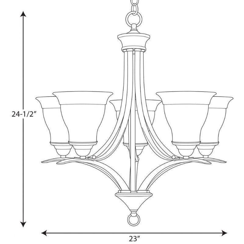 Progress Lighting Trinity 5-Light Chandelier, Steel, Antique Bronze, Etched Glass Shades