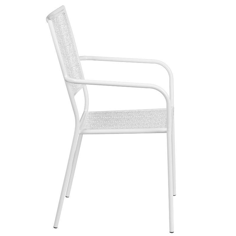 Rain Flower White Steel Stackable Outdoor Dining Chair