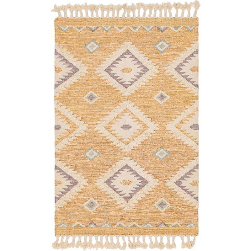 Mesa Yellow Geometric Flat Woven Wool Area Rug 6' x 9'