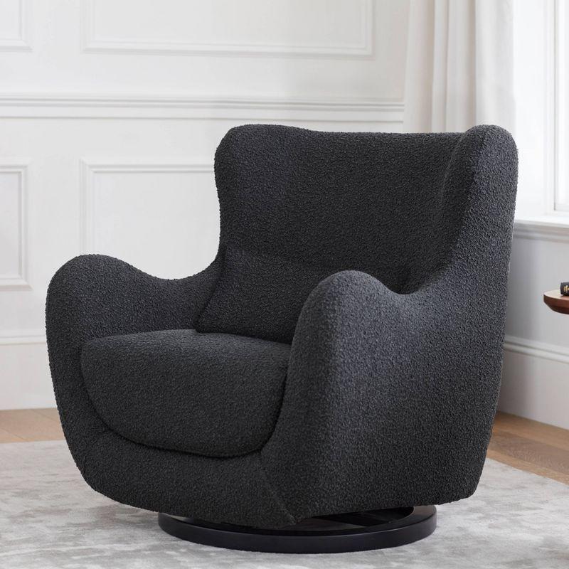 Solstice Swivel Glider in Black Boucle with Curved Back