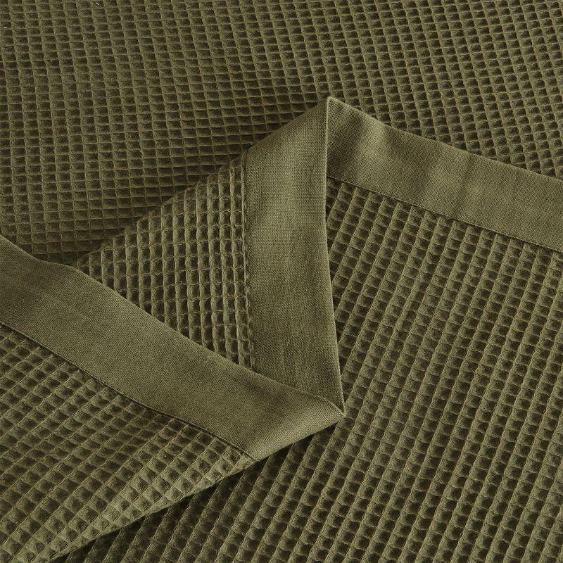 Twin Olive Green Cotton Knitted Blanket