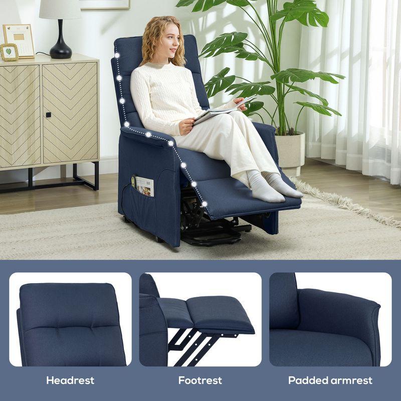 HOMCOM Power Lift Recliner Chair, Electric Reclining Chair with Remote, Side Pockets, Pocket Spring, Tufted Back, Quick Assembly, Deep Blue