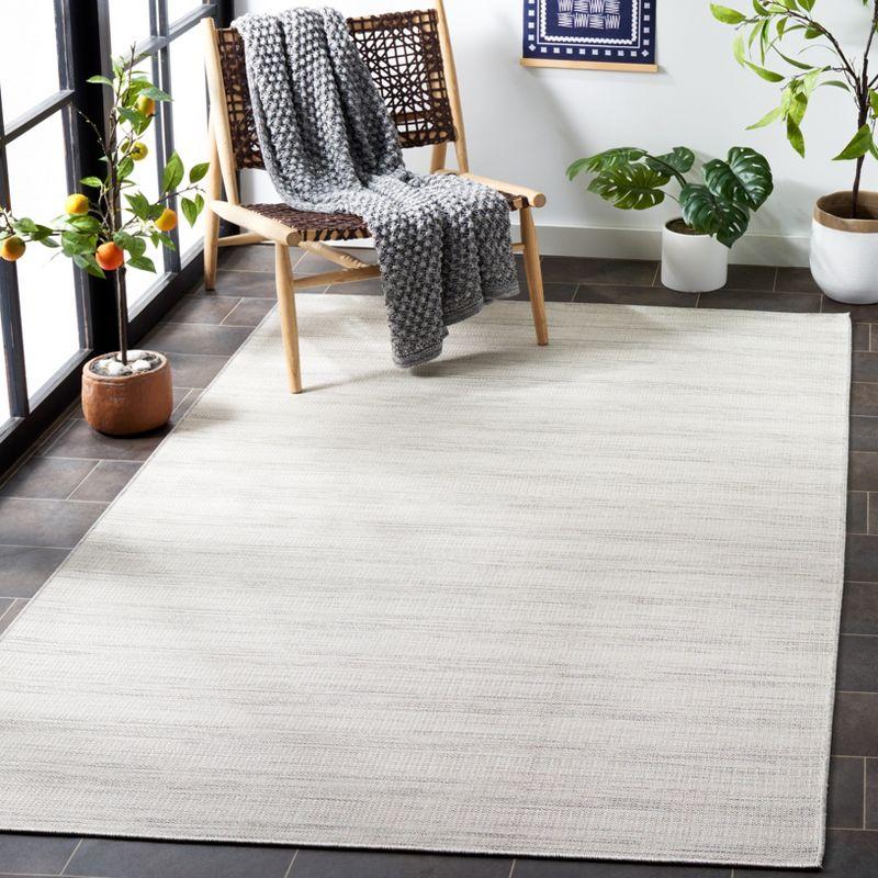 Ivory & Grey Ombre Stripe Hand-Knotted Wool Blend Area Rug