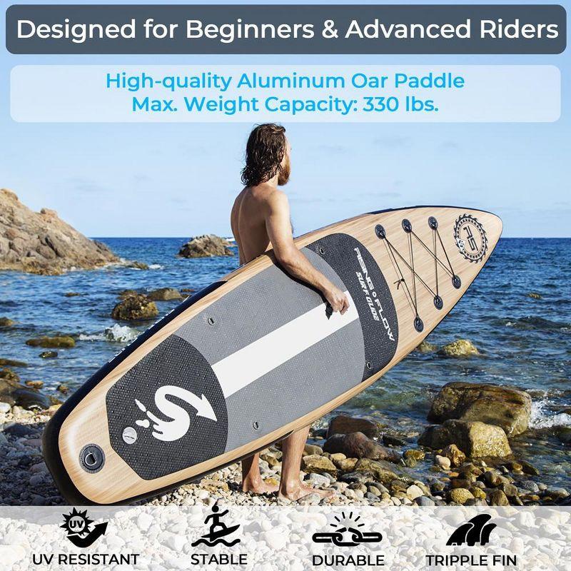 SereneLife Serenelife Inflatable Stand Up Paddle Board (6 Inches Thick) With Premium SUP Accessories & Carry Bag | Wide Stance, Bottom Fin For Paddling, Surf Control, Non-Slip Deck | Youth & Adult Standing Boat SLSUPB754