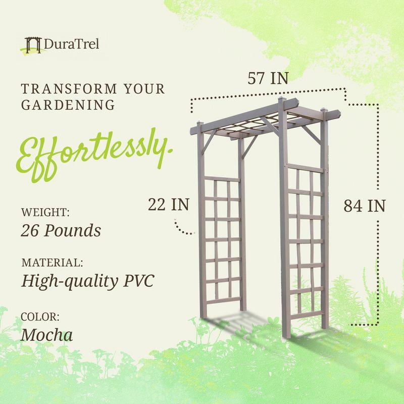 Dura-Trel Elmwood Arbor, 57 by 84 Inch PVC Patio Garden Arch, Outdoor Lattice Frame Decoration or Trellis for Climbing Plants