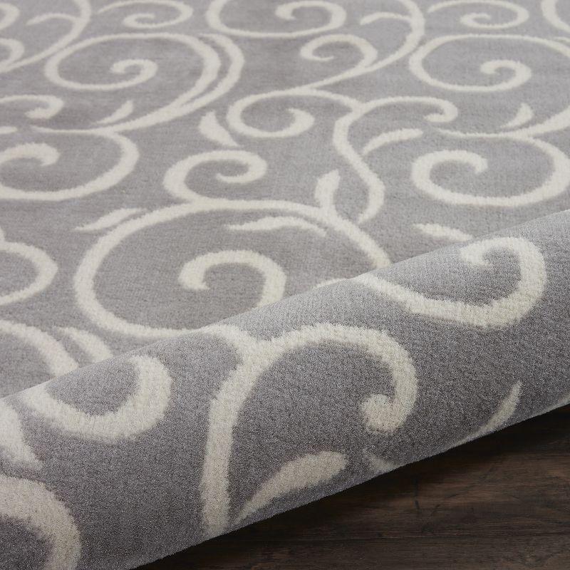 Nourison Grafix 3'9" x 5'9" (4' x 6') Grey Area Rug Bohemian Contemporary Botanical by Nourison