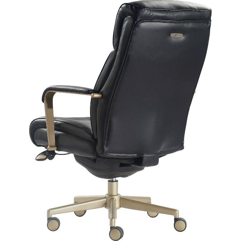 Modern Executive Black Bonded Leather Office Chair with Copper Base