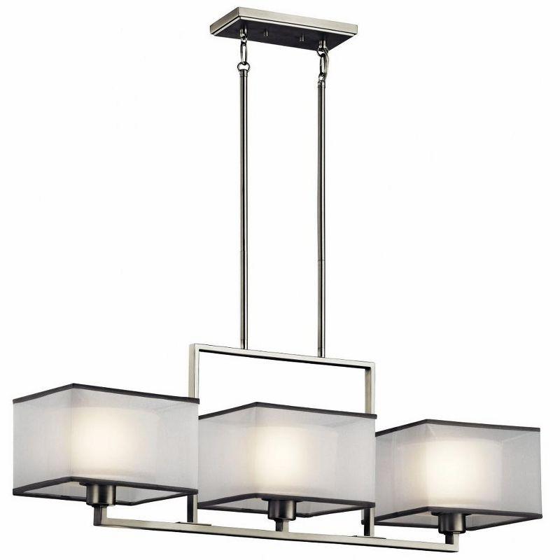 Kailey 3-Light Brushed Nickel Linear Chandelier with Satin Etched Glass