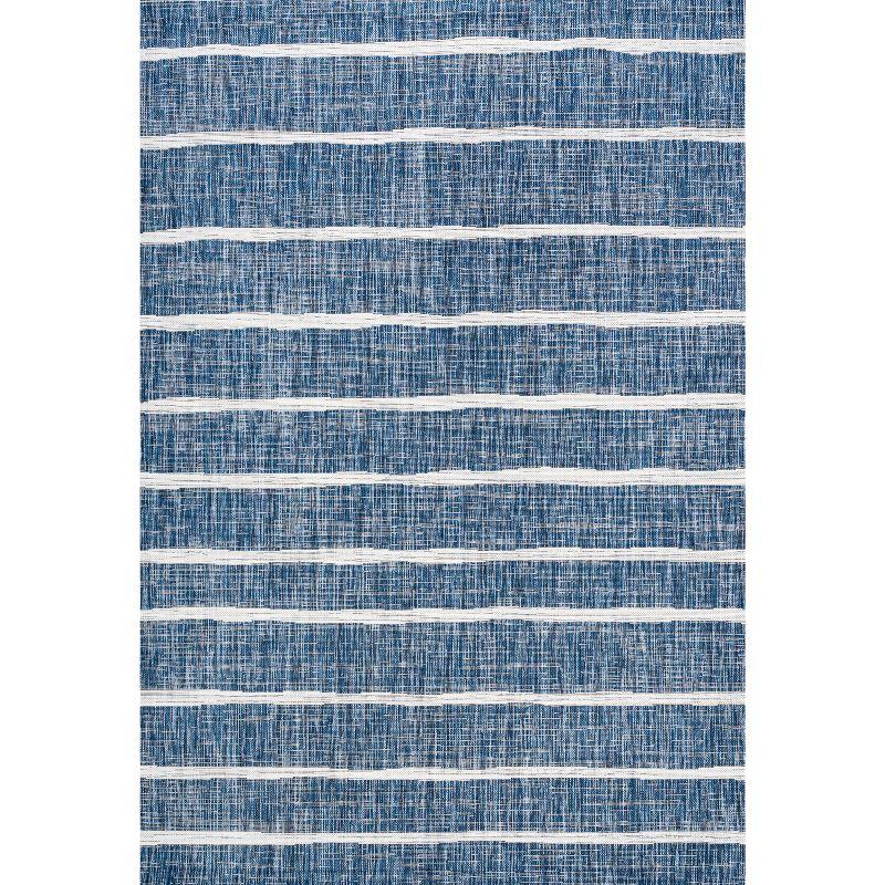 8'x10' Colonia Berber Stripe Indoor/Outdoor Area Rug, Blue/Ivory - JONATHAN Y