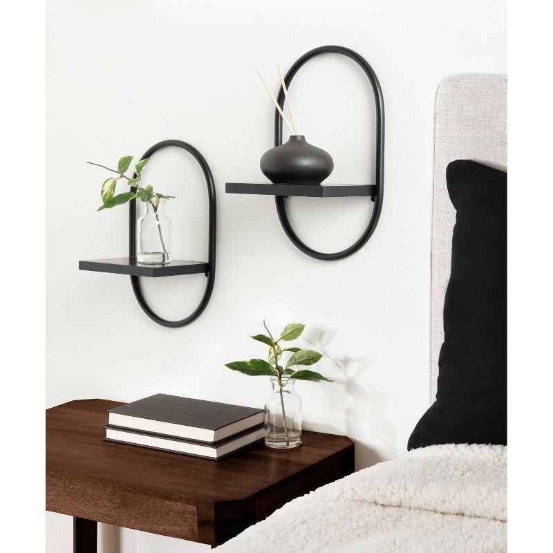 Set of 2 Olav Wall Shelf Set Black - Kate & Laurel All Things Decor