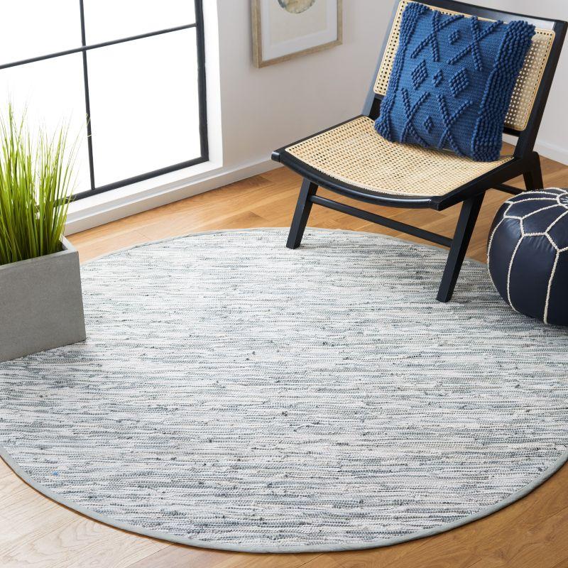 Montauk Gray Round Handwoven Cotton Area Rug