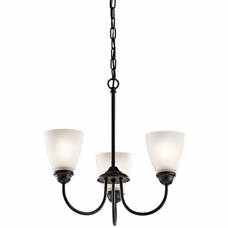 Olde Bronze Mini 3-Light Chandelier with Satin Etched Glass