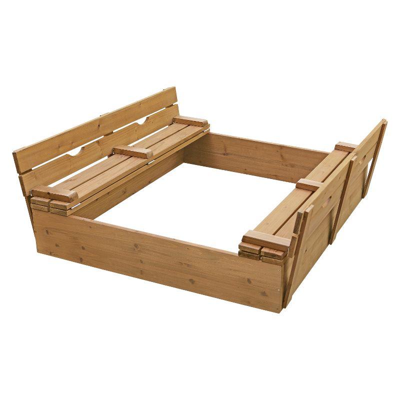 Natural Cedar Wood Sandbox with Convertible Benches