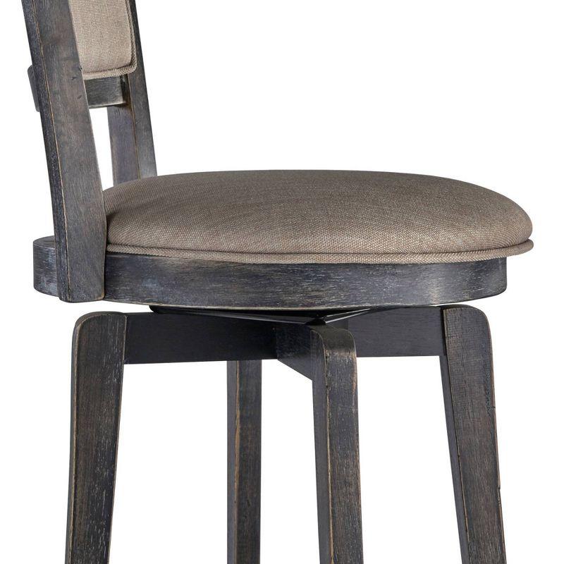 24" French Country Swivel Counter Height Barstool Weathered Gray - Buylateral: Padded Back, Linen Upholstery