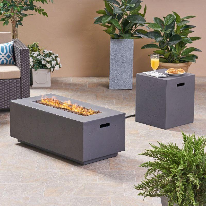 GDFStudio Hearth Outdoor 40,000 BTU Lightweight Concrete Fire Pit Table, Dark Gray