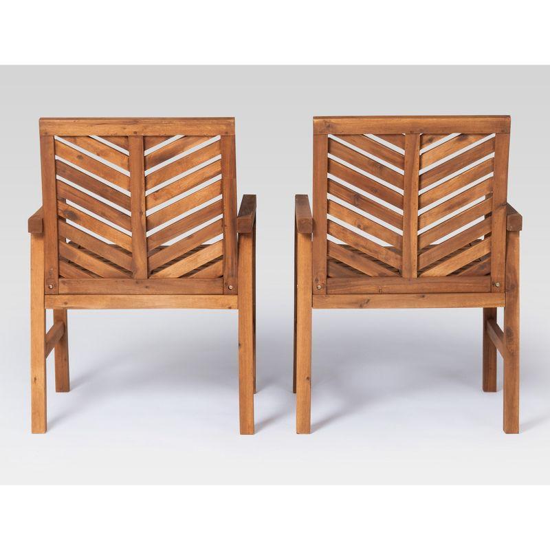 2pk Slatted Chevron Acacia Wood Patio Chairs - Saracina Home