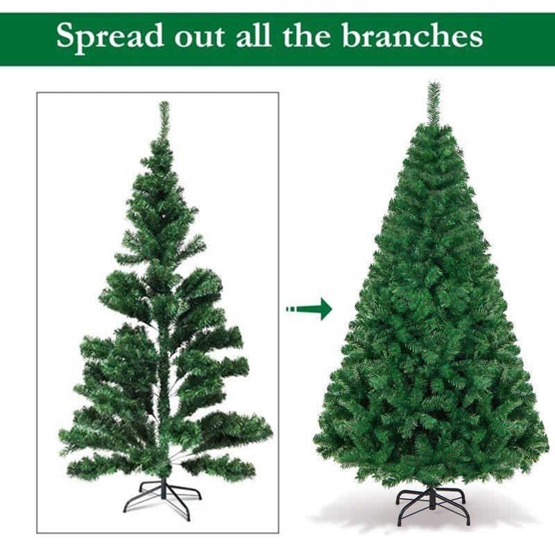 6 FT Artificial Christmas Tree Pine Hinged with 1000 Branch Tips and Sturdy Metal Base