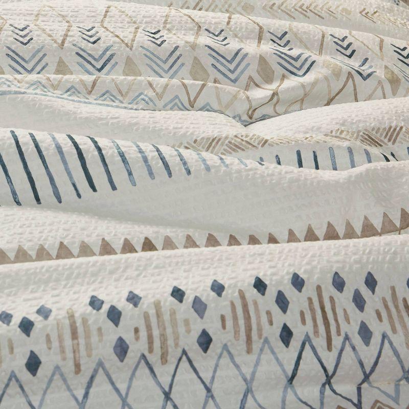 Madison Park Fraser 5 Piece Printed Seersucker Comforter Set with Throw Pillows