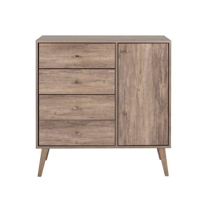 Milo Mid-Century Modern 4 Drawers Chest with Door - Prepac