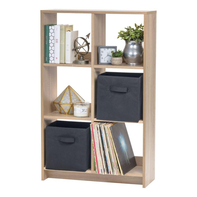 Ash Brown Adjustable 6-Cube Wood Organizer for Versatile Storage