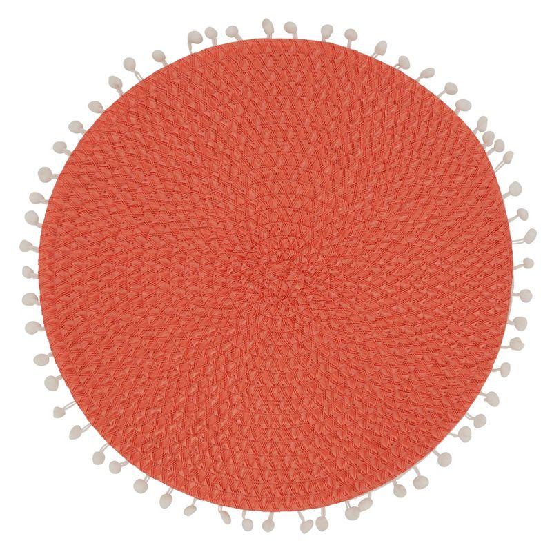 Persimmon Round Woven Pom Pom Edge Placemats Set