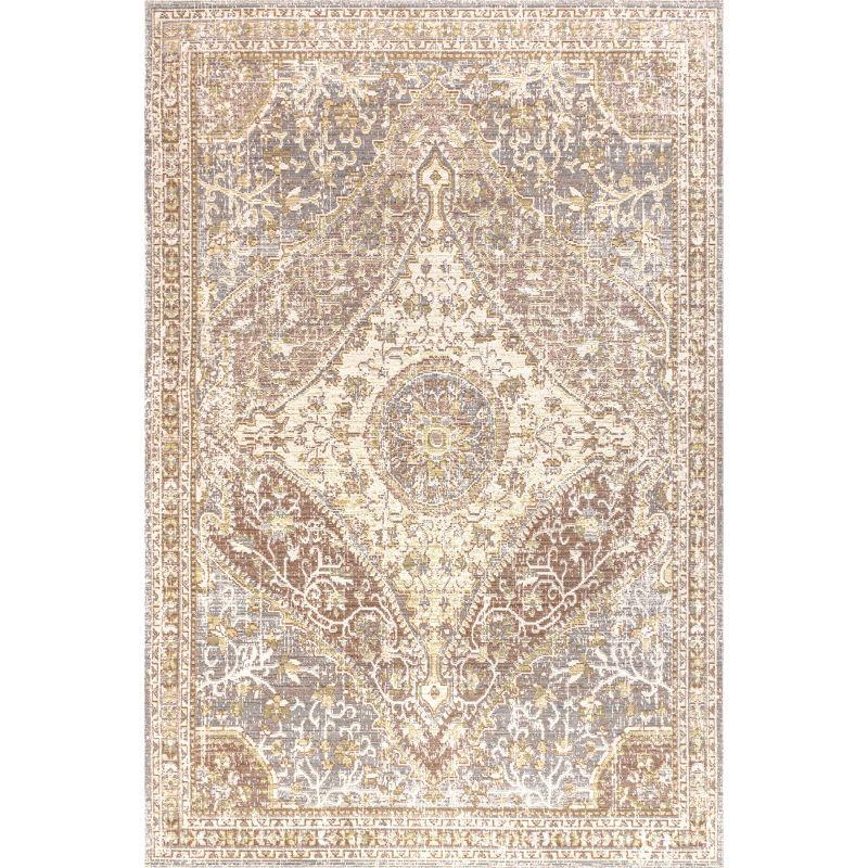 Reversible Gray/Brown Medallion 8' x 10' Synthetic Area Rug