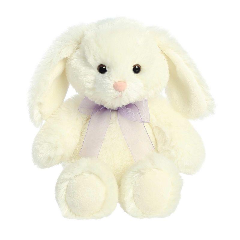 Aurora 10.5 Inch White Plush Bunny with Lavender Bow