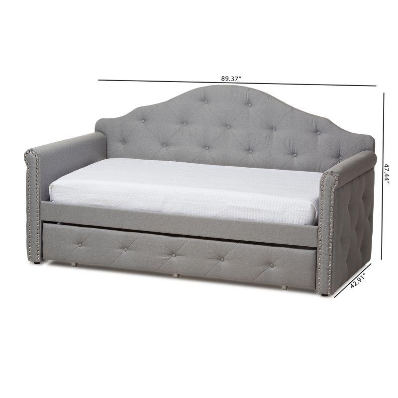 Emilie Twin Daybed with Nailhead Trim and Tufted Upholstery in Gray