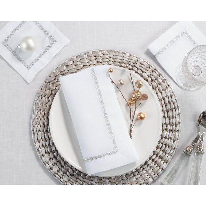 Saro Mayer Collection Polyester Embroidered Square Napkin (Set of 4)