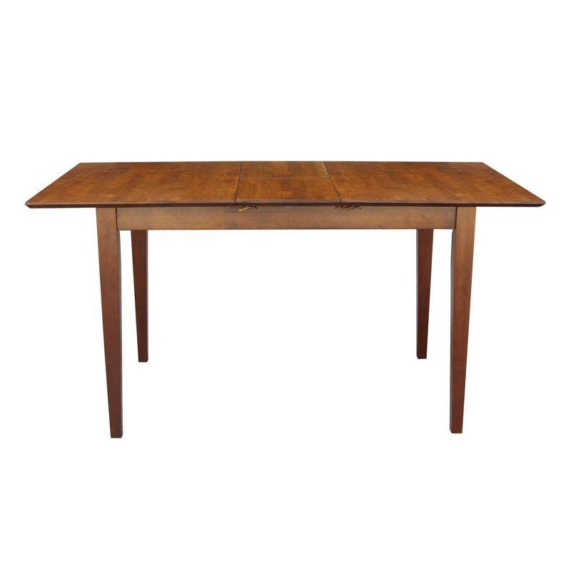 32"x48" Shaker Extendable Dining Table Brown - International Concepts: Seats 6, Solid Wood