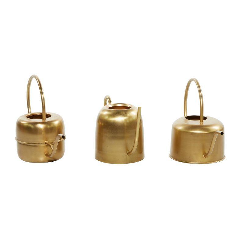 Elegant Gold Metal Indoor/Outdoor Watering Can Planter Trio