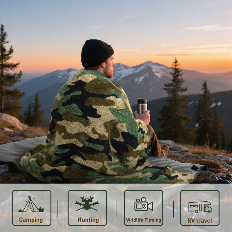 Catalonia Catalonia Camo Sherpa Throw Blanket, Fuzzy Snuggle Blanket for Camping Traveling Couch Bed, 50x60 inches