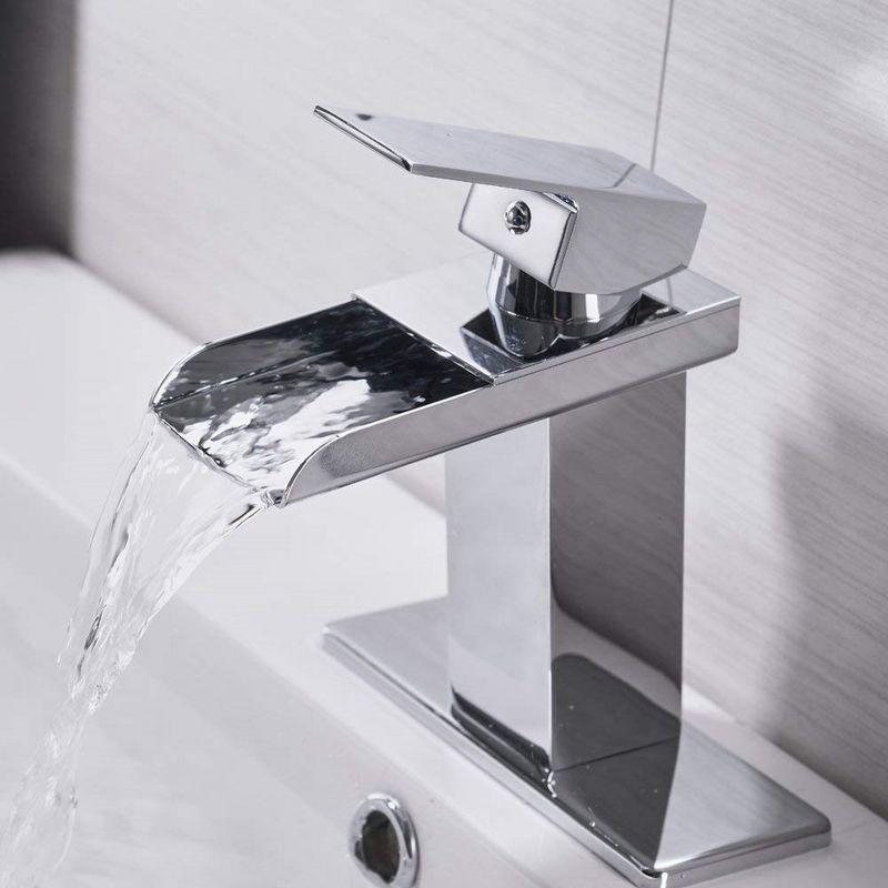 BWE Waterfall Single Hole Single-Handle Low-Arc Bathroom Faucet With Pop-up Drain Assembly