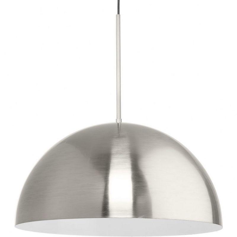 Progress Lighting Perimeter 1-Light Pendant, Brushed Nickel, White Interior Shade: Iconic modern design for kitchens and breakfast nooks.