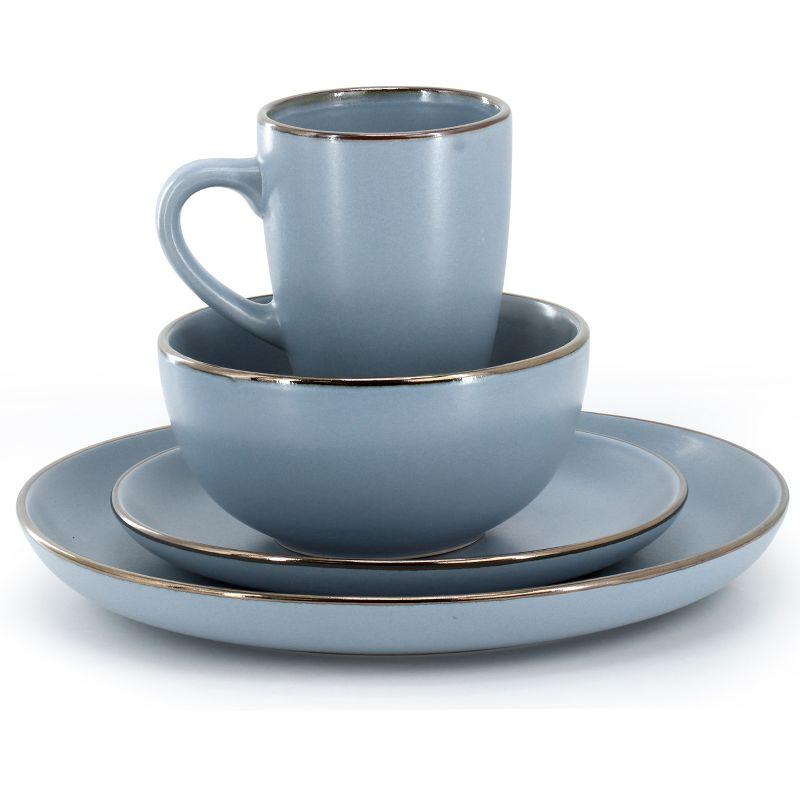 Gibson Gibson Home Rockaway Gold 16-Piece Dinnerware Set - Matte Blue