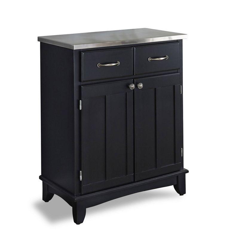 Black Hardwood Sideboard with Stainless Steel Top