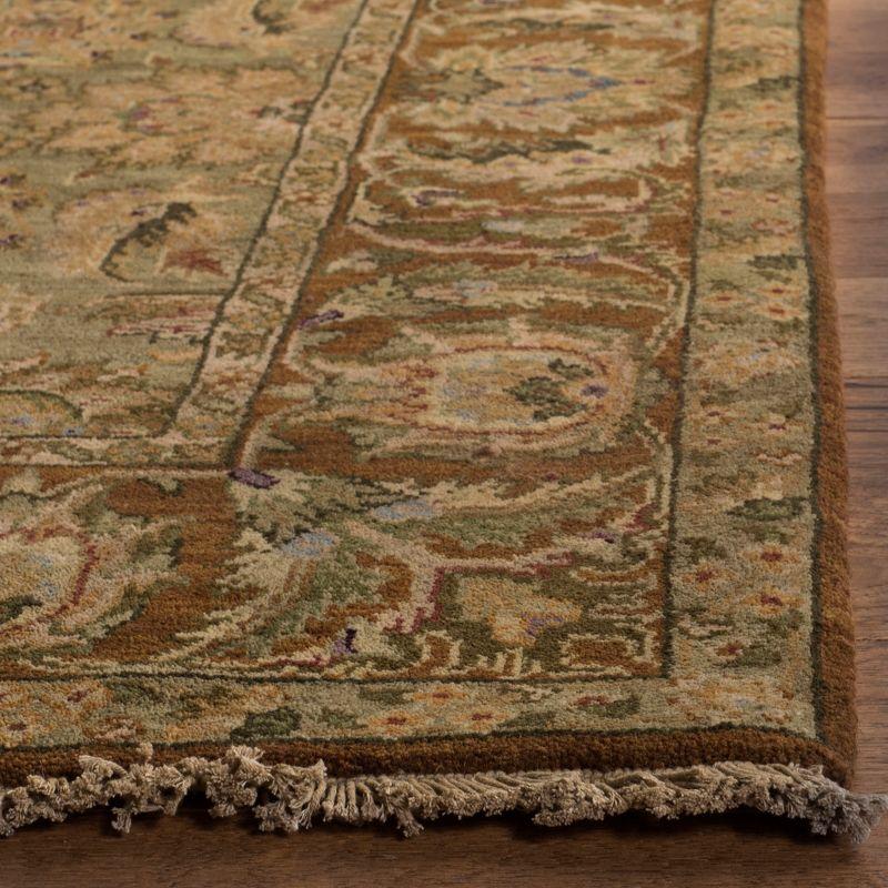 Hand-Knotted Light Green and Gold Wool Oriental Rug, 6' x 9'