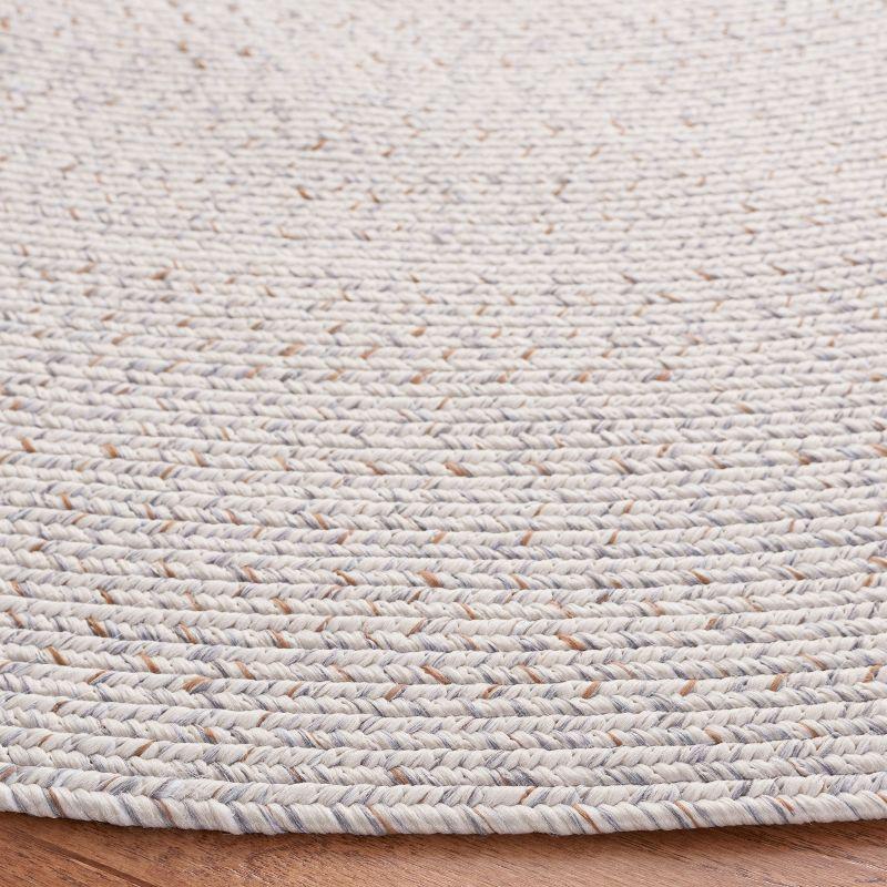 Chic Ivory & Light Grey Handwoven Braided Round Rug - 3'