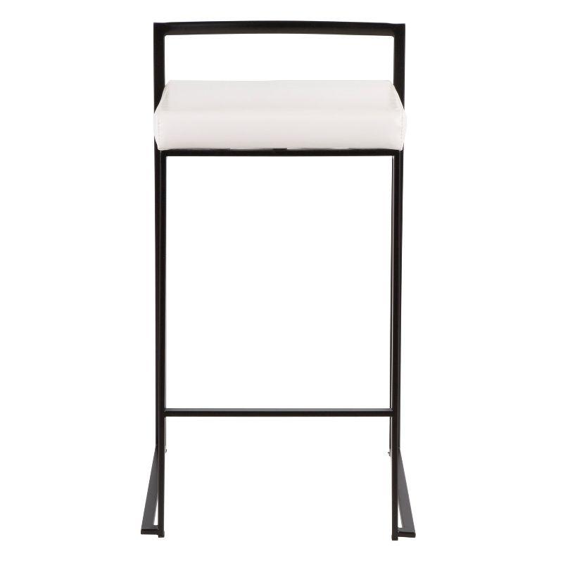Set of 2 26" Fuji Contemporary Counter Height Barstools White: Padded, Stackable - LumiSource