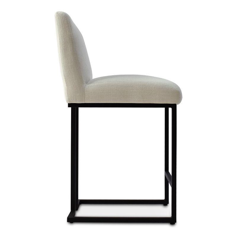 Set of 2 Upholstered Counter Height Bar Stools, 25" Armless Fabric Seat with Black Metal Sled Legs for Kitchen Island & Home Bar-Maison Boucle