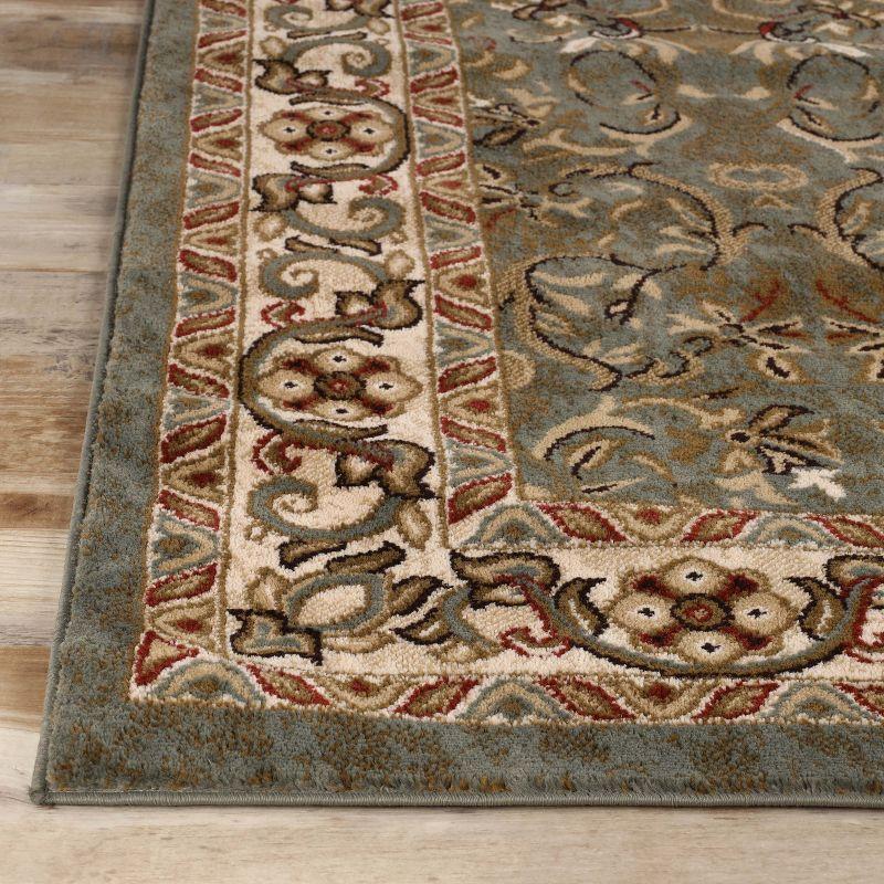 Traditional Floral Scroll Indoor Runner or Area Rug, 4'x6', Dark Green - Blue Nile Mills