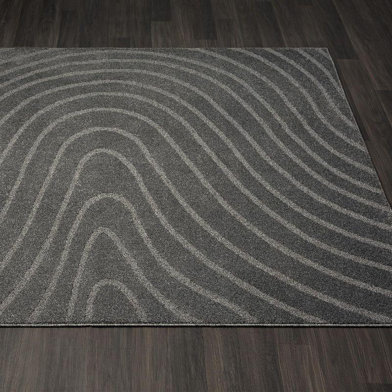 Luxe Weavers Modern Geometric Wave Anthracite 8x10 Area Rug